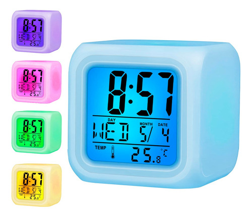 Reloj Despertador Luz Rgb Pantalla Alarma Temperatura