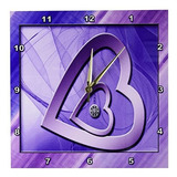 3drose Dpp*****dos Corazones Con Joya, Reloj De Pared Morado