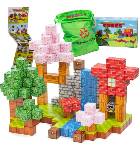 Mine Magic World 120pcs Bloques Magnéticos Para Niños, Bloqu