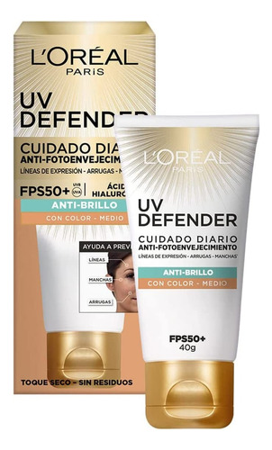 L'oreal Paris Uv-defender Protector Solar Tono Medio De 40ml