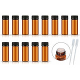 50 Botellas Frascos Envases De 5 Ml Vidrio Ambar Aceites Con