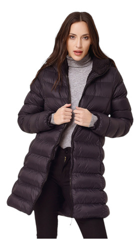 Campera Mujer Larga Corderito Pluma Ultraliviana