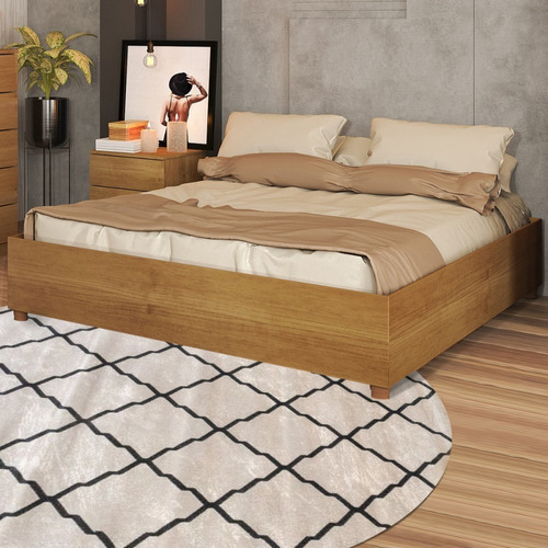 Base De Cama Box Casal Mônaco Cinamomo - Tcil Móveis Cor Bege