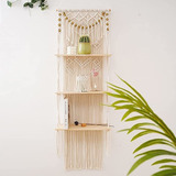 Macrame Estante De Planta Colgante De Pared De 3 Niveles, E