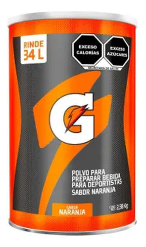 Gatorade En Polvo Sabor Naranja 2.38kg. 34 Litros