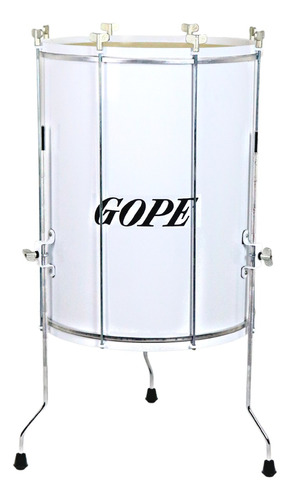 Surdo Gope 18 Pol. 60cm Alumínio Branco Com Tripé