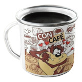 Taza Enlozada Tazmaña De Looney Tunes Con Cafe Sin Cafe