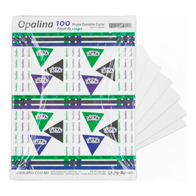 APSA | Cartulina Opalina Tamaño Carta | Papel Opalina Ideal para Uso Escolar o Presentaciones Formales | Apto Impresión | Paquete de Hojas Blancas 100 Ud. | Gramaje: 120 | MercadoLibre