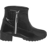 Bota Coturno Infantil Feminina Verniz Croco Preto Promoção