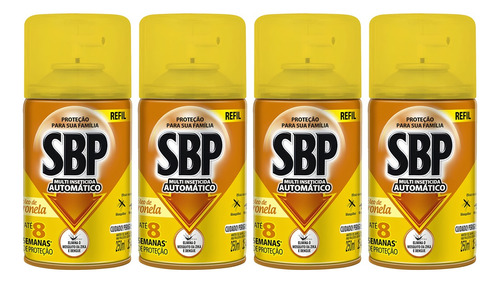 Kit 4 Refil Repelente Sbp Automático Citronela 250ml