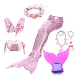 Cola Sirena Con Aleta + Bikini Infantil Y Regalos