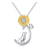 Collar Colgante Mujer Plata De Ley 925 Perro Girasol Regalo