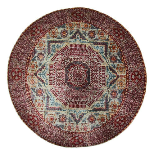 Alfombra Turca Redonda Vintage Armenian Para Sala 150x150 Cm