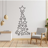 Vinilo Navidad Árbol Con Estrellas 30x15  Pared, Vidriera