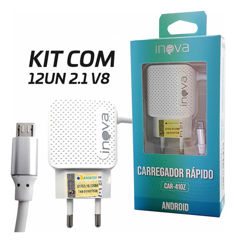 Kit 12 Carregador Rapido Inova  V8 2.1 Atacado Para Revenda