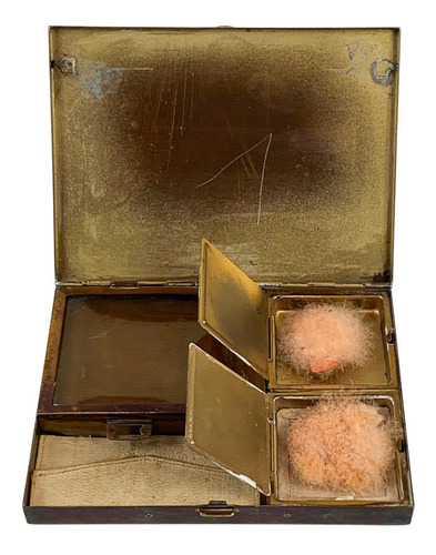 Caixa Estojo De Maquiagem Antigo Em Metal
