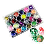 Xichen 24 Pcs / Colores Polvo Glitter Nail Art Tip Decoraci 