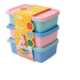 Kit 3 Potes Herméticos Dup Kids Infantil 460ml Para Lanche