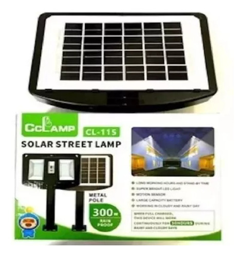 Lampara Calle Reflector Doble Panel Energia Solar 300w Cl115