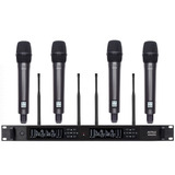 Microfone Sem Fio 4 Canais Uhf Digital Amw Au6000 Pro + Case