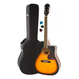 Violão EpiPhone Aj210ce Outfit Folk Sunburst Case+ Paletas