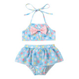 Conjunto De Traje De Baño De Verano Para Niñas Con Estam [u]