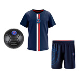 Kit  Psg Jogador Infantil Camisa + Short + Bola Oficial
