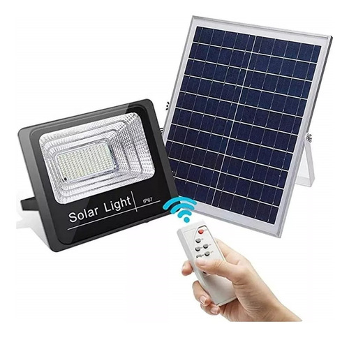 Reflector Solar Led 100w Control Remoto Exterior Ip67 Parque Color De La Carcasa Negro