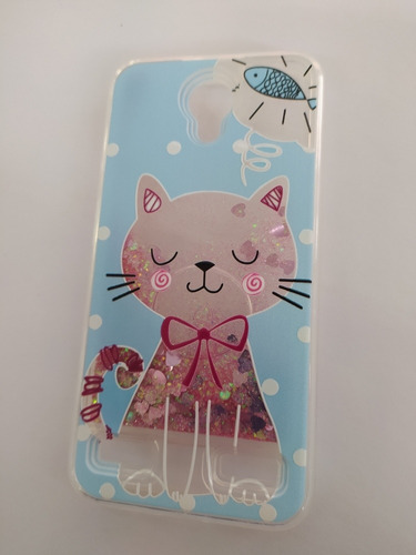 Funda Gatita Zte Blade A520 Brillos En Agua Transparencia