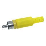 Kit Com 15 Peças - Conector Plug Rca Macho Amarelo Plastico