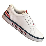 Calzado O Zapato Casual Para Hombre - Tricolor Cosido Blanco