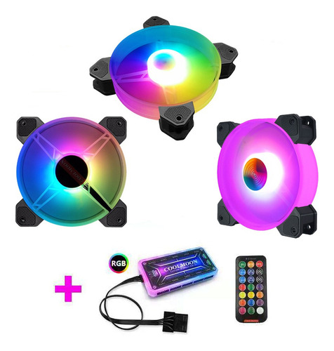 Kit De 3 Ventiladores De Nevera Con Controlador Led C Rgb De