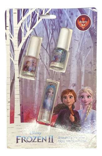 Set De Regalo Con 2 Esmaltes Frozen Ii + 1 Labial  Disney