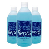 Kit 3 Repos Solução Azul 500ml Removedor P/ Unhas Esmaltadas