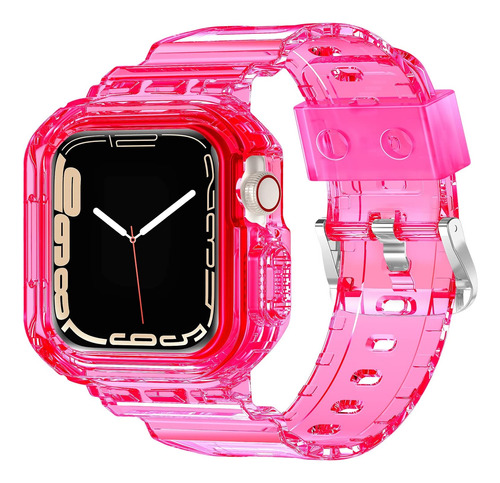 Pulsera Para Apple Watch Apta Para 42,44,45 Mm, Rosa Fluor