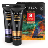 Arteza Pintura Acrlica Metlica, Juego De 8 Tubos De Colores