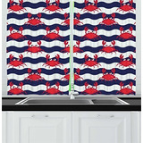 Ambesonne Cortinas De Cocina Con Diseno De Cangrejos Nautic