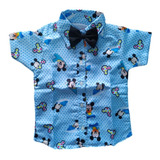 Camisa Infantil Social Temática Do Mickey Baby Menino Bebê