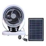 Ventilador Solar Portátil Recargable Con Ampolleta Linterna