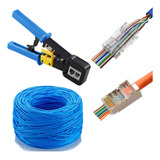 Kit Cat5e 100metros+100rj45 Ez+100rj45 Blindado+1 Alicate Ez