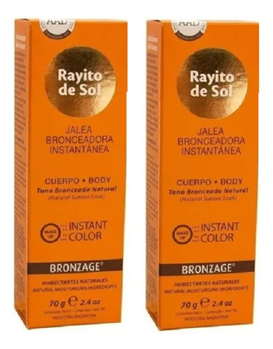 Rayito De Sol Jalea Bronceadora Instantánea Bronzage 70g X2