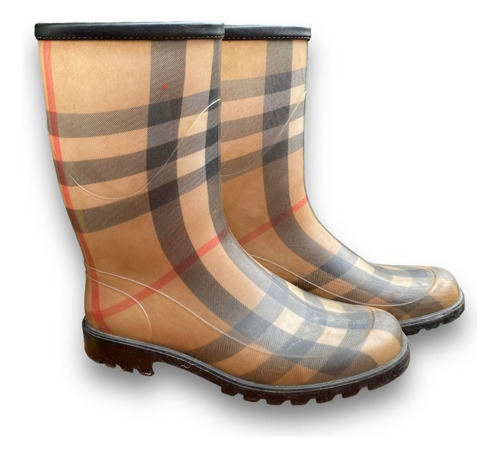 Bota / Galocha - Burberry Plaid Print Rubber Rain boots