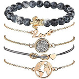 Luxfancy Set D Pulseras Elegantes  Love, Infinito, Tortuga,