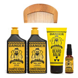 Barba Forte Kit Danger Shampoo Condicionador Balm Óleo Pente