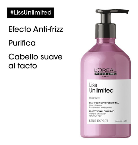 L'oreal Professionnel Shampoo Anti-frizz Para Un Cabello Brillante Y Sin Frizz 500 Ml Liss Unlimited