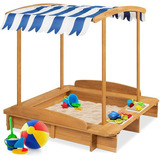 Arenero Infantil Toldo Asientos De Banco Abatibles 117x127cm