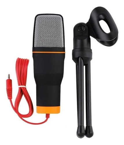 Micrófono De Condensador Podcast Con Trípode 3.5mm Color Negro