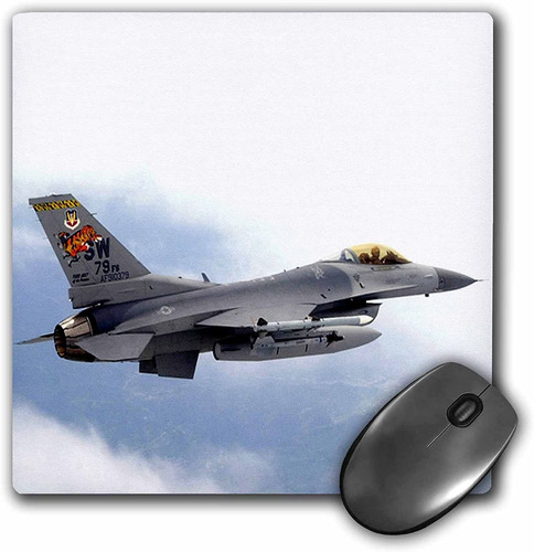 Mouse Pad Dibujo F 16 Jet Aircraft 8 X 8 Pulgadas