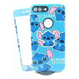 Case Stitch Azul + Mica Cristal Para iPhone 7 Plus / 8 Plus