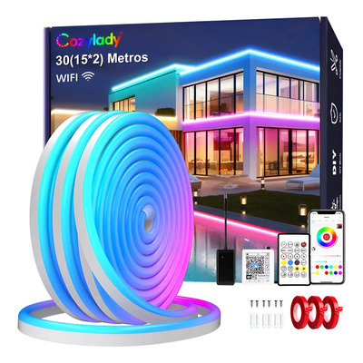 Cozylady Tiras De Luces Neon Led Flexible Rgb Wifi 30m Ip68 Impermeable Luz Led Para Cuarto Tv Sincronización De Música Diy | Meses sin interés